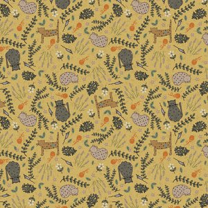 Good Boy and Kitty 81280-3 - yellow cotton with cats and sweet small objects