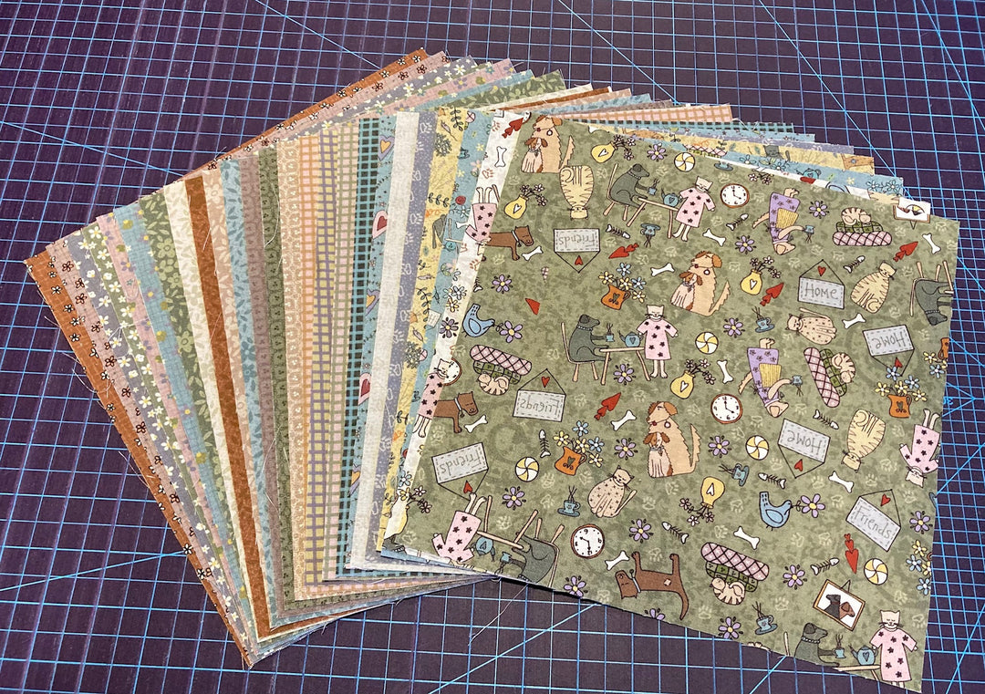 25 x 10" squares from Lynette's 'Good Boy and Kitty' fabric collection