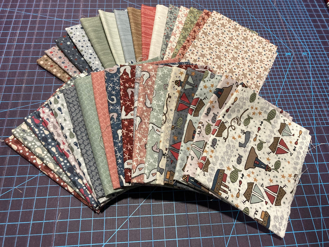 33 x Fat eighths (9" x 22") from Lynette's 'Ship to Shore' fabric collection