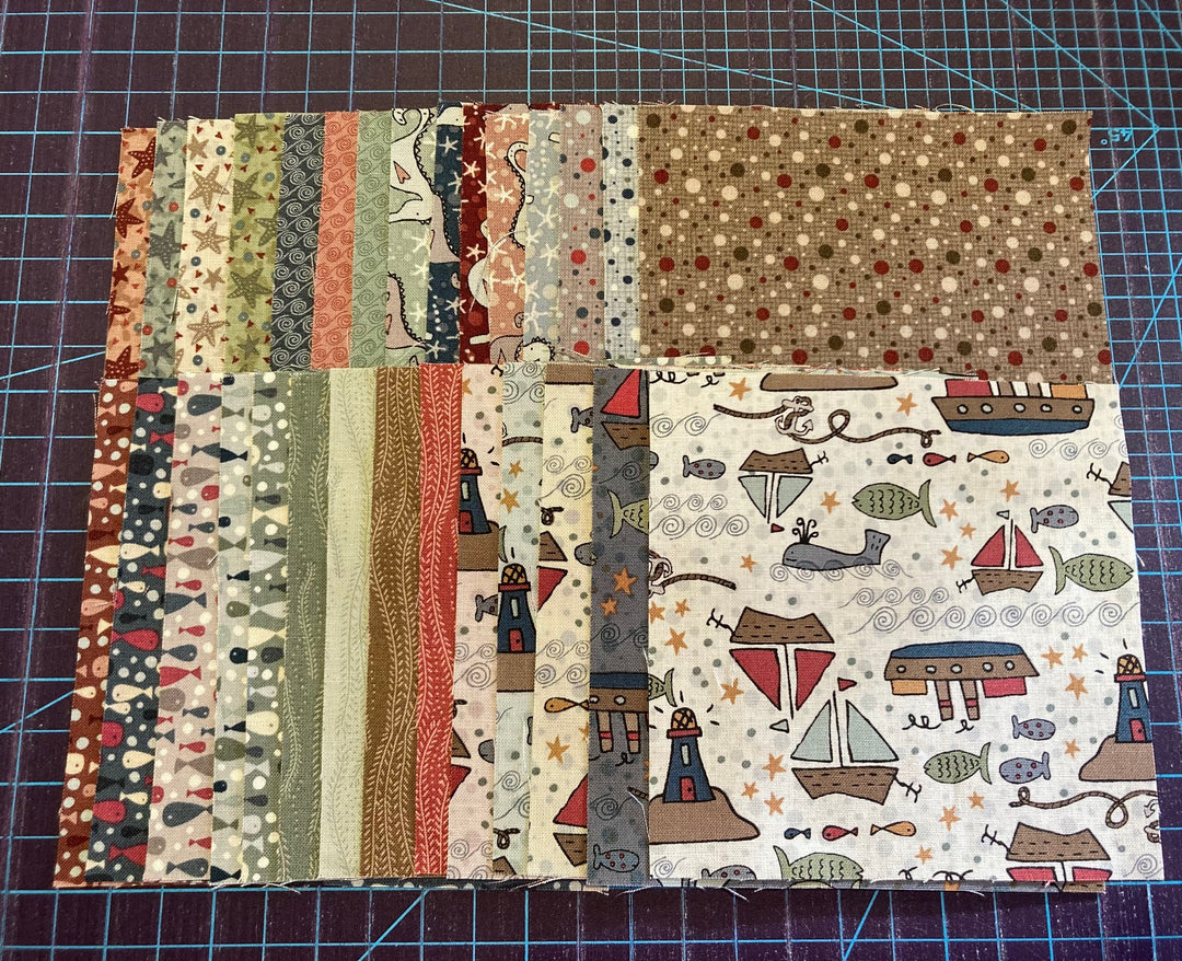 29 x 5"x5" squares from Lynette's 'Ship to Shore' fabric collection