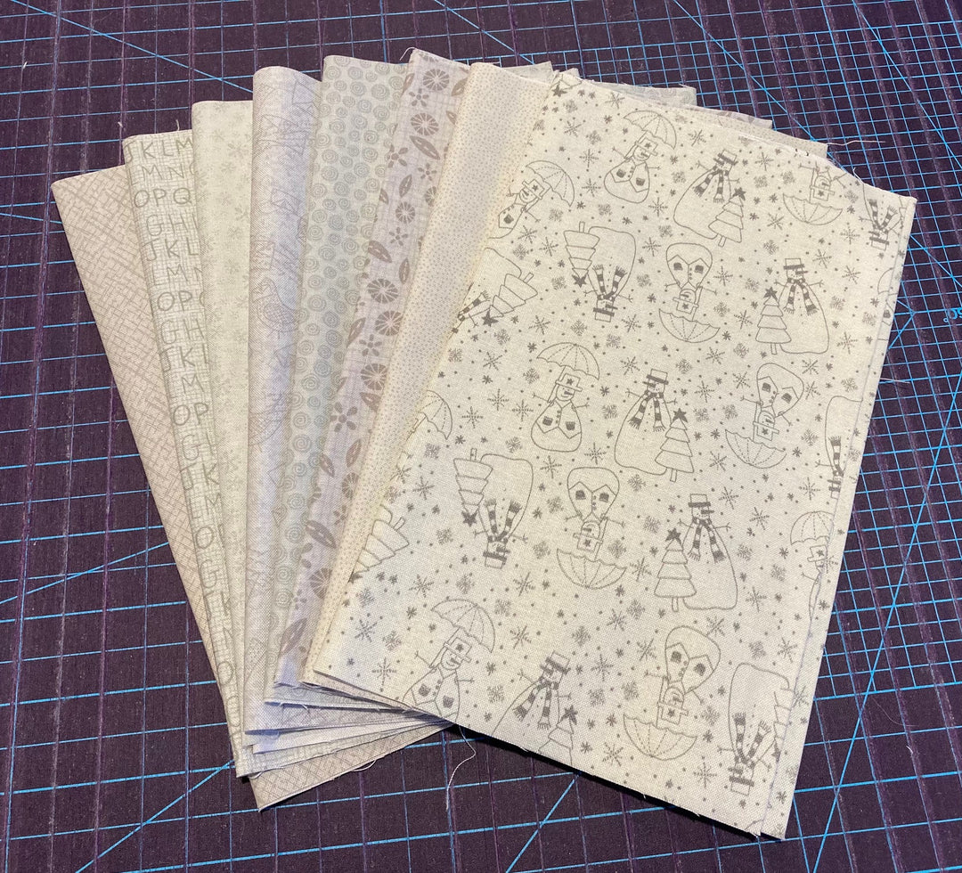 Simply Low Volume Fat 1/8 Bundle - 8 pcs - Gray tones