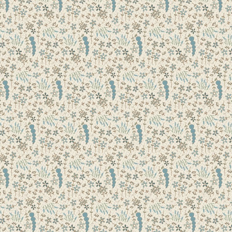 Something Borrowed, Something Blue 2 - 81510-11 - Ecru cotton fabric with light blue flowers scattered over