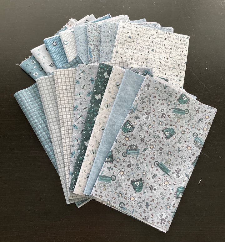 16 x fat eighths from Lynette's 'Something Borrowed, Something Blue' fabric collection