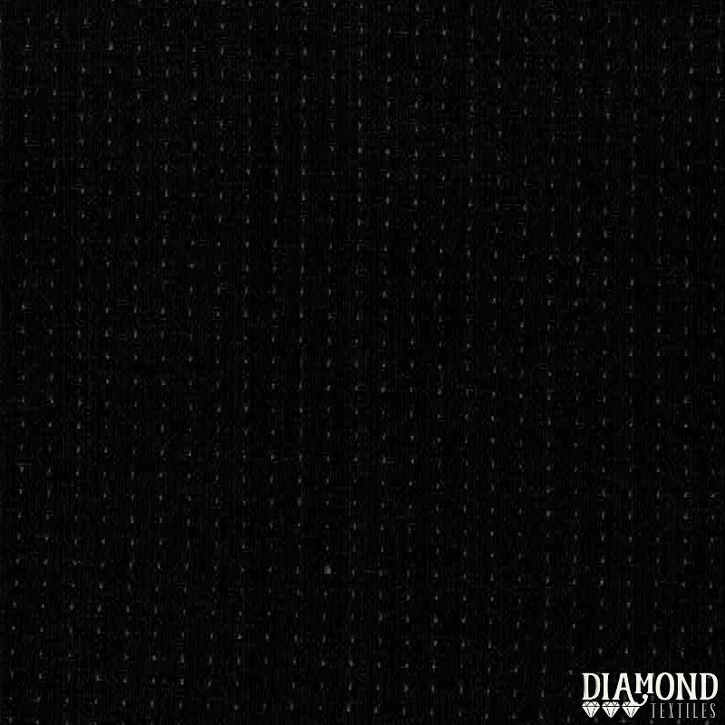 Yarn Dye Nikko Topstitch 4819 Ebony - black yarn-dyed cotton fabric with black stitching in long rows