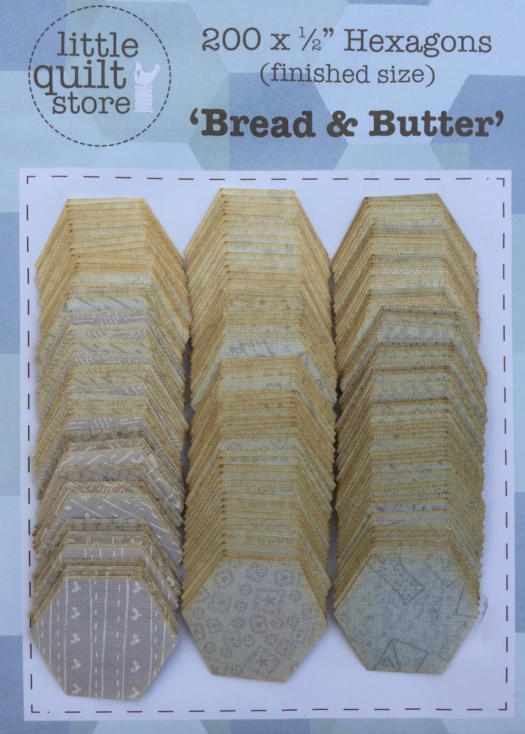 200 Fabric Hexagons - 200 of 1/2" laser cut - Bread and Butter - beige cotton fabric pieces