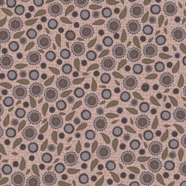 Swan Cottage - 80450-11 - Flower Splash - mauve cotton with round lavender flowers and olive green leaves