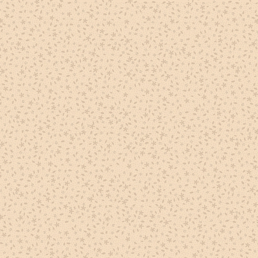 Neutrals by Lynette 80740-1 - Scattered Flowers - Affogato - Dark beige cotton fabric with scattered tone-on-tone flowers and leaves