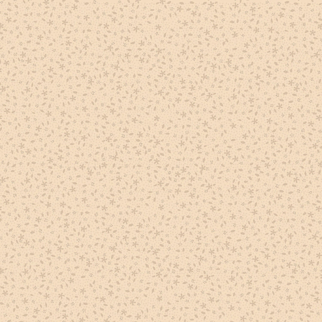 Neutrals by Lynette 80740-1 - Scattered Flowers - Affogato - Dark beige cotton fabric with scattered tone-on-tone flowers and leaves