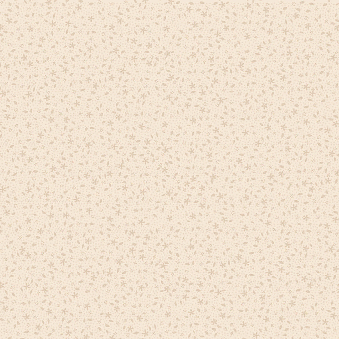 Neutrals by Lynette 80740-1 - Scattered Flowers - Affogato - Medium beige cotton fabric with scattered tone-on-tone flowers and leaves