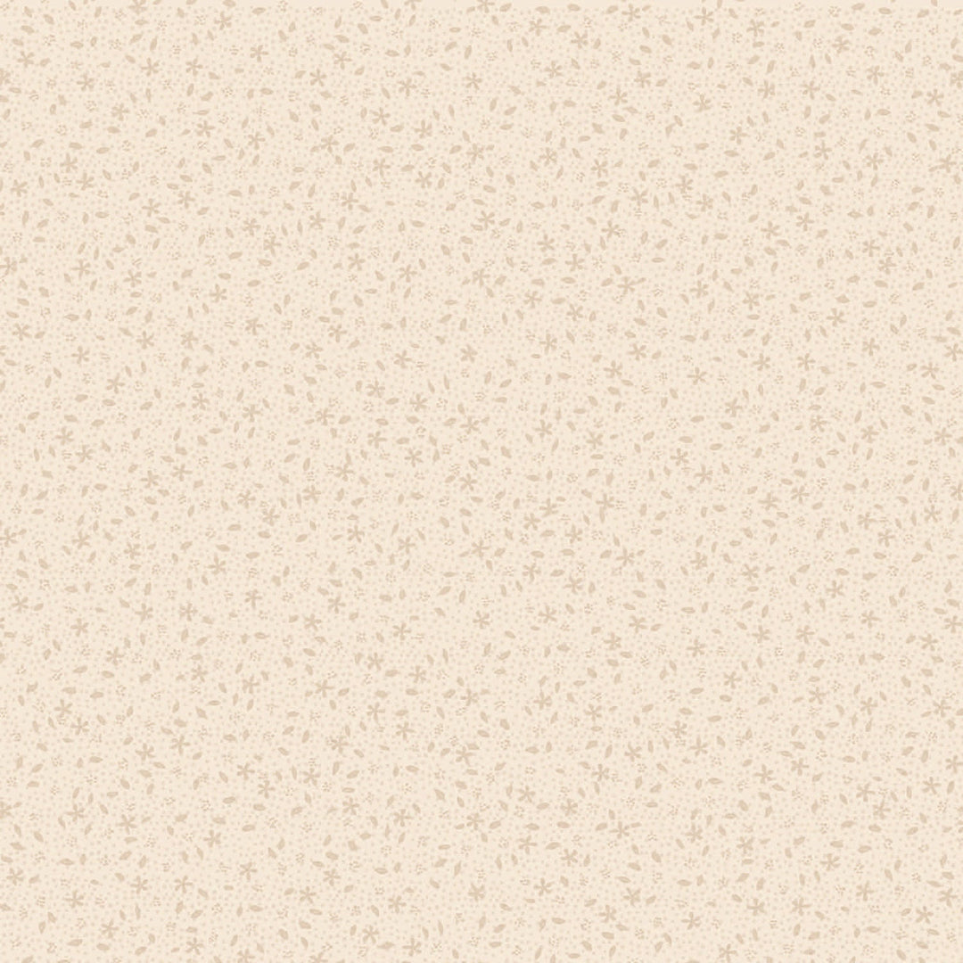 Neutrals by Lynette 80740-1 - Scattered Flowers - Affogato - Medium beige cotton fabric with scattered tone-on-tone flowers and leaves