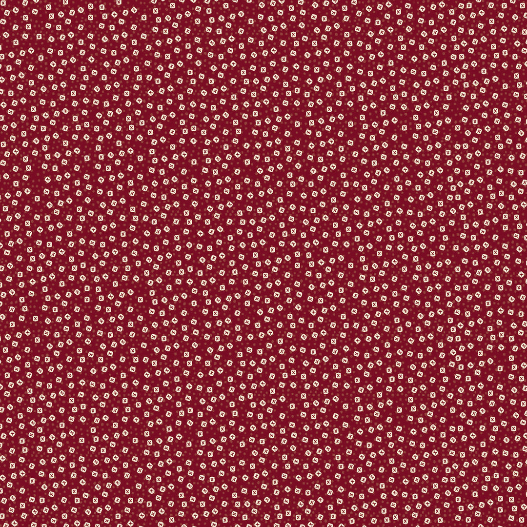 The Colour of Love 80790-10 - Wonky X's - red cotton with tiny white squares with red x's in the middle