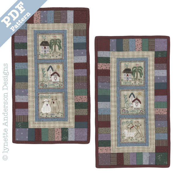 Home, Family and Friends Mini Quilt by Lynette Anderson