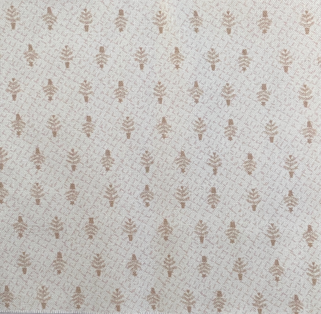 Peace and Joy 80620-4 Little Trees - beige cotton fabric with tiny tan Christmas trees