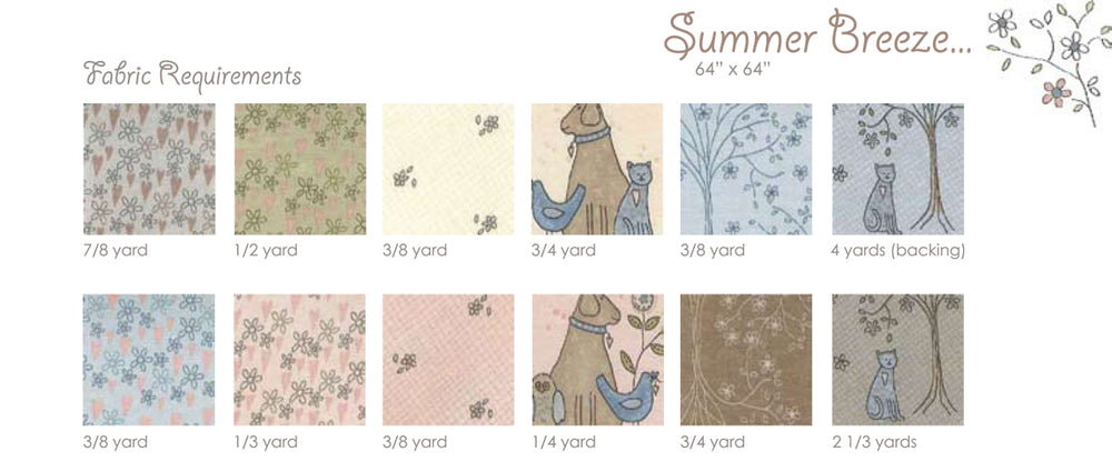Summer Breeze Quilt by Lynette Anderson Fabric Requirements