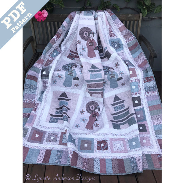 Pagoadas and Parasols Quilt by Lynette Anderson