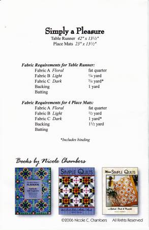 Simply a Pleasure - Tablerunner and 4 Placemats kit