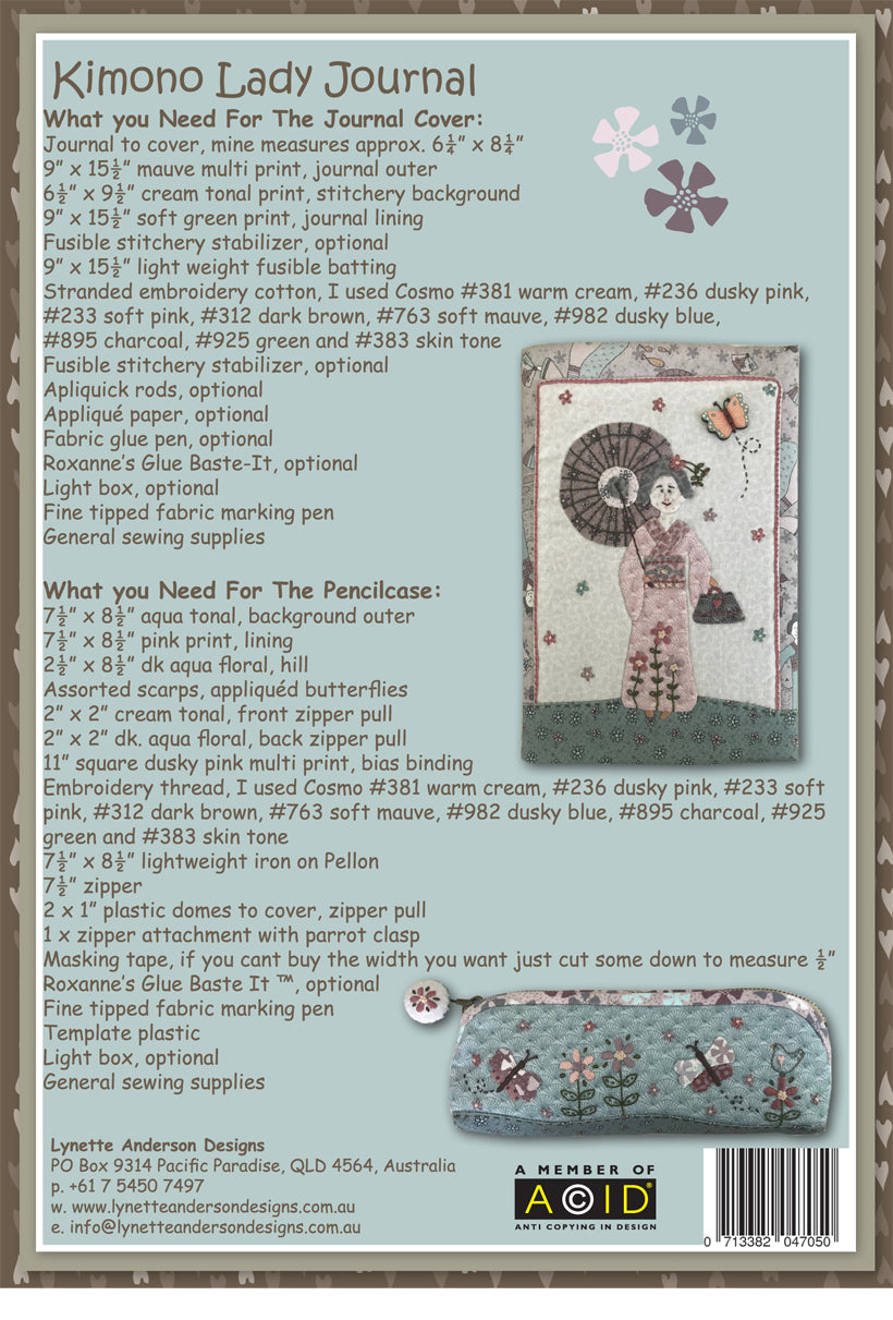 Kimono Lady Journal and Pencil Case - pattern