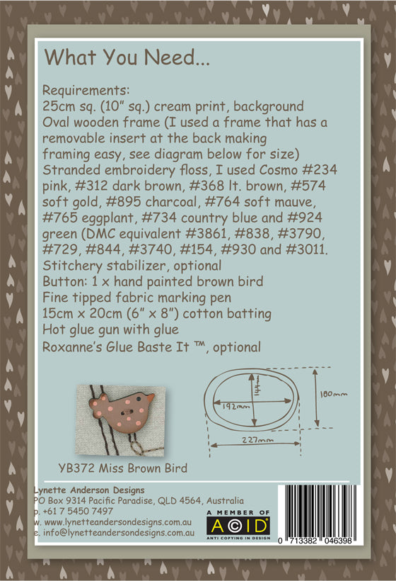 Mama's Wash Day Stitchery by Lynette Anderson Pattern Back