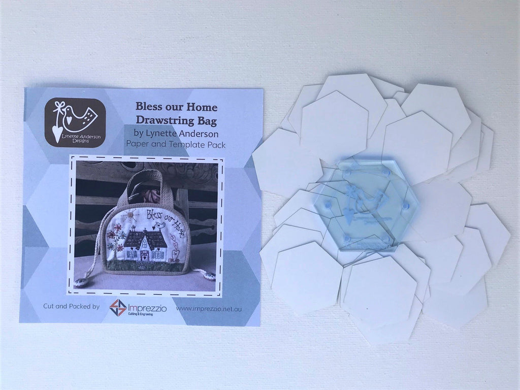 Bless Our Home Drawstring Bag - 3/4” papers and acrylic template
