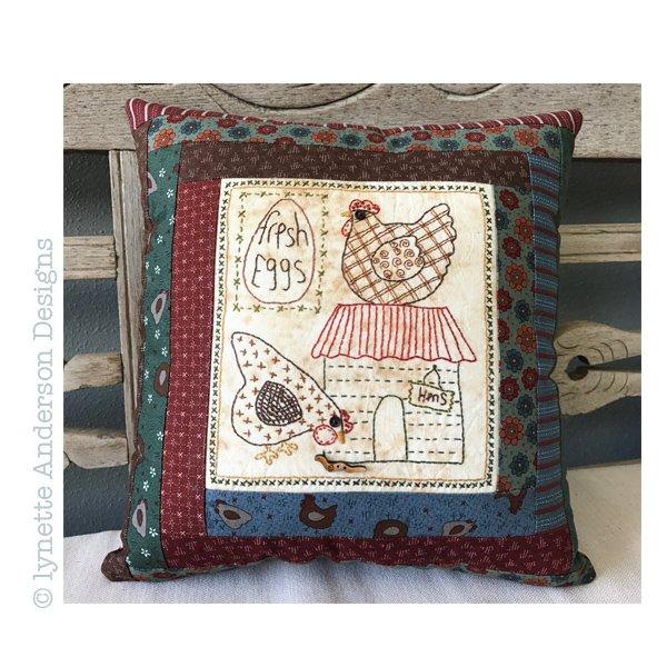 Hens Live Here Pillow by Lynette Anderson