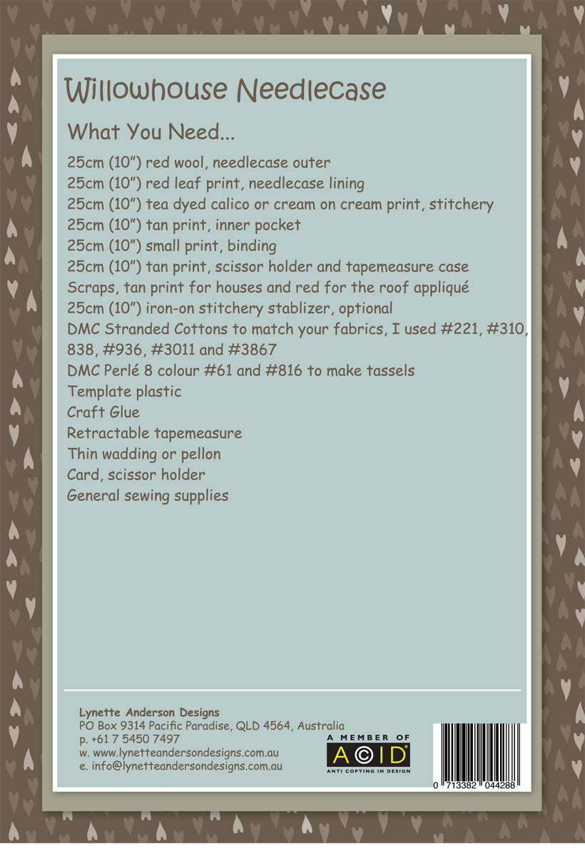 Willowhouse Accessory Collection by Lynette Anderson Pattern Back
