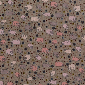 High Meadow Farm - Pigs in Mud Foggy Morning 3043-002 - Fat Quarter