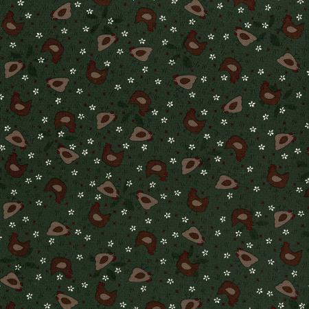 High Meadow Farm - Hens in the Yard Pine 3044-001 - Fat Quarter