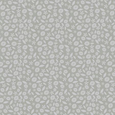 Peacock Manor - Daisy Fields Fog 3325-001 - gray tone-on-tone cotton fabric with flowers and leaves scattered