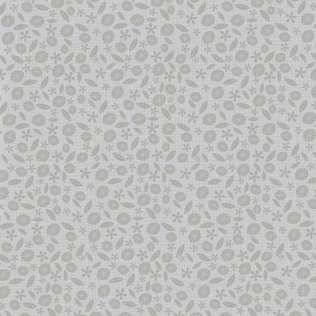 Peacock Manor - Daisy Fields Fog 3325-002 - white cotton fabric with gray flowers and leaves scattered