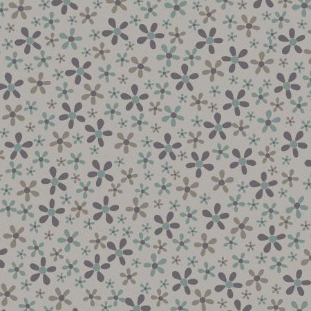 Peacock Manor - Flower Beds - Opal 3327-001 - ecru cotton fabric with blue and lavender daisies scattered over