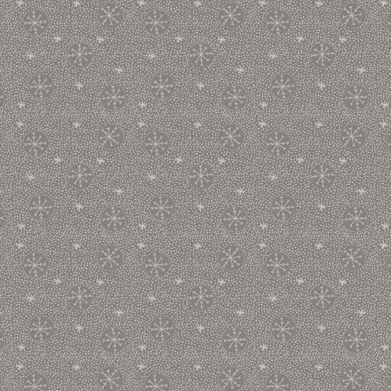Hollyberry Christmas 81070-10 - gray cotton fabric with white snow and snowflakes