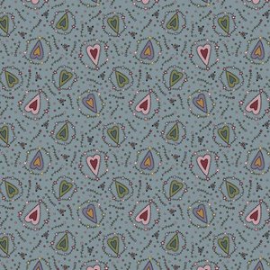 Good Boy and Kitty 81280-14 - light blue cotton with pink, lavender, and green hearts