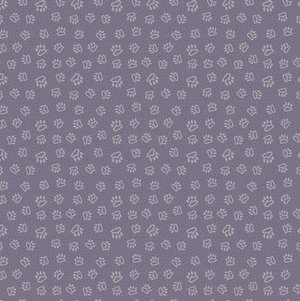 Good Boy and Kitty 81280-18 - tone-on-tone lavender paw prints cotton