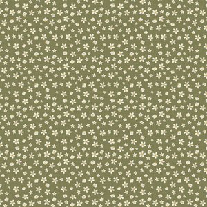 Good Boy and Kitty 81280-22 - green cotton with white flowers and leaves