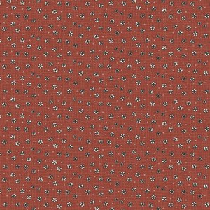 Good Boy and Kitty 81280-24 - rust cotton with white flowers and blue dots