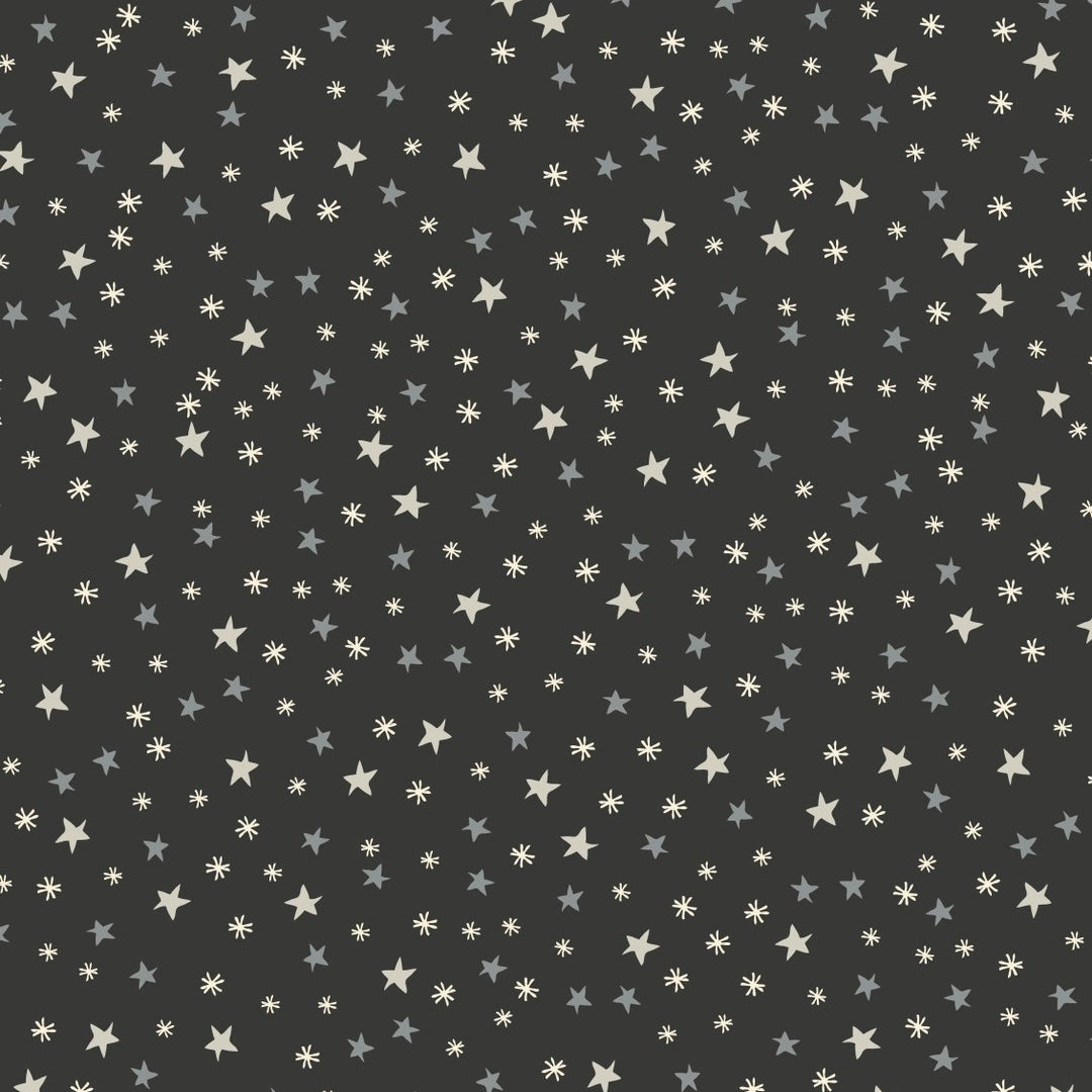 Christmas Traditions 81690-13 - navy cotton with white and light blue stars and white asterisks