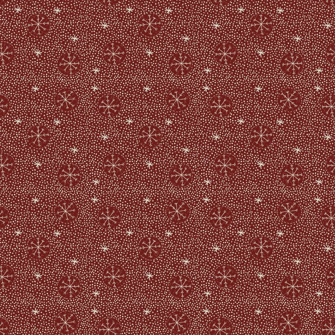 Christmas Traditions 81690-15 - red cotton with white dots, asterisks and snowflakes