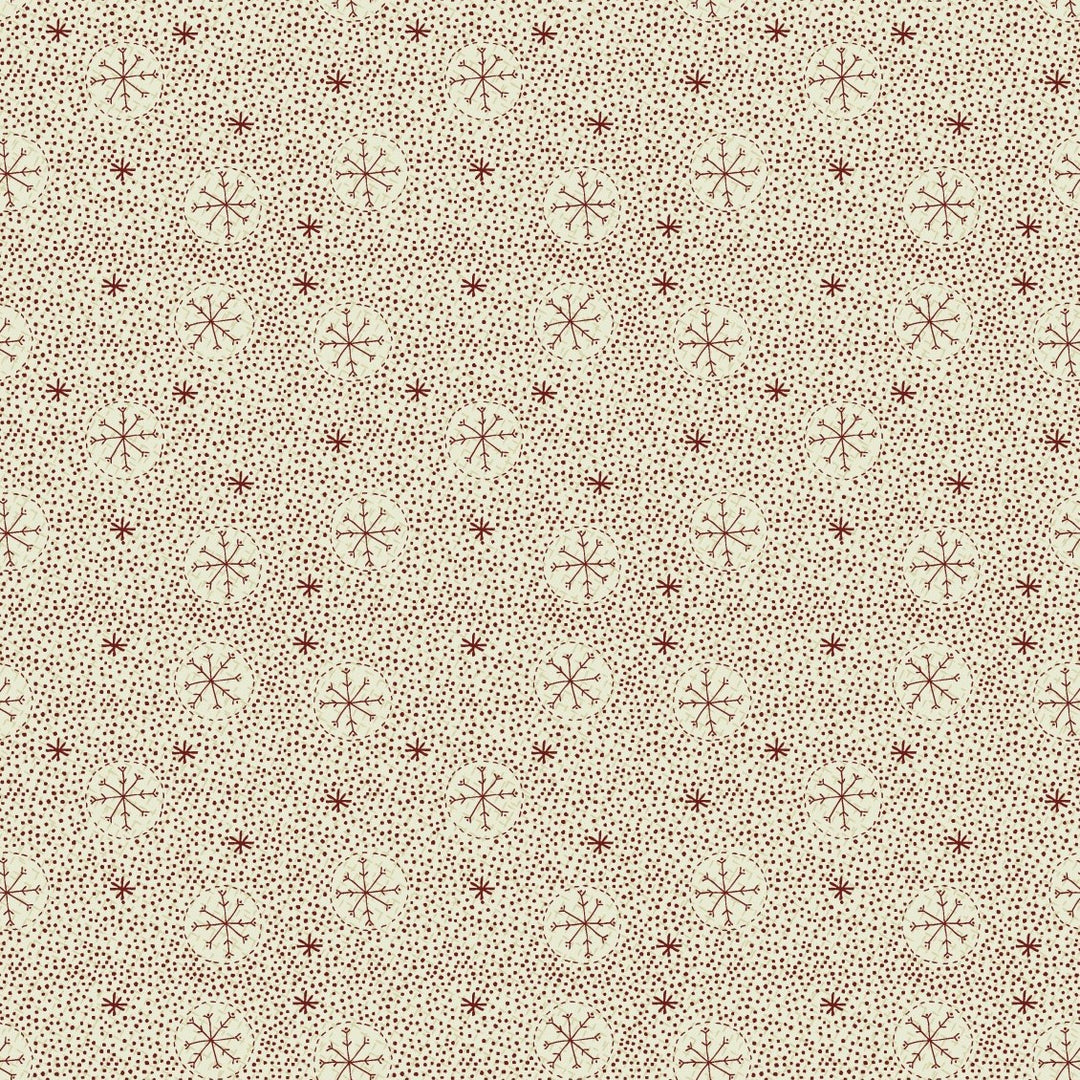Christmas Traditions 81690-16 - ecru cotton with red dots, asterisks and snowflakes