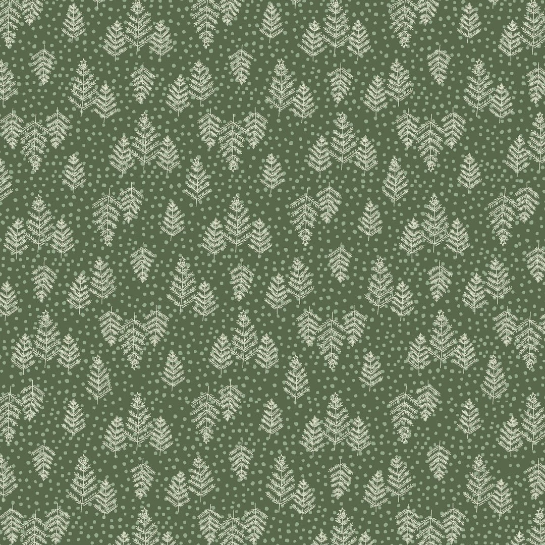 Christmas Traditions 81690-21 - green cotton with small white Christmas trees