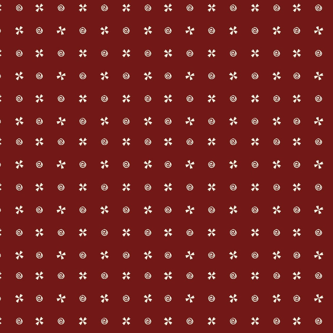 Red Velvet 81700-6 - red cotton with grid to alternating tiny flower and swirl