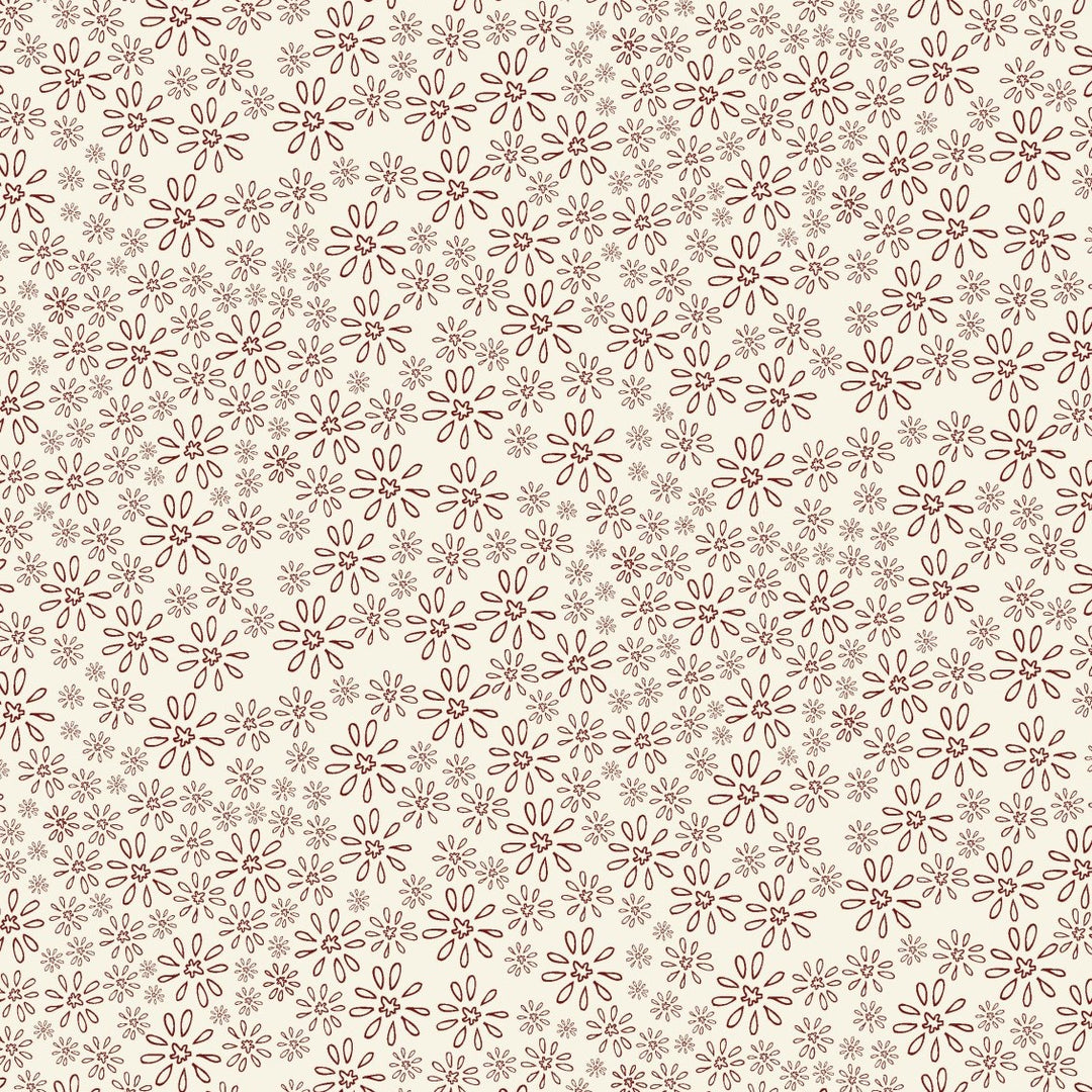 Red Velvet 81700-9 - white cotton with red etched flowers