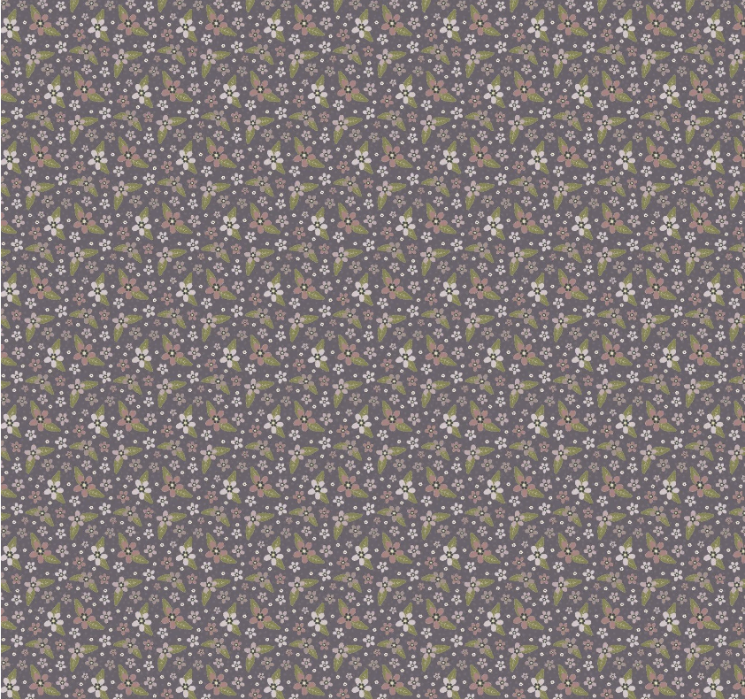 Floral patterned fabric with small flowers on a dark background