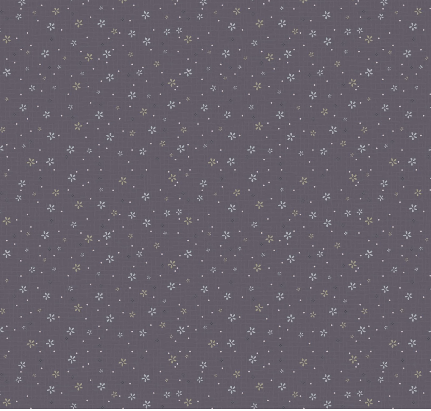 Pattern of small white flowers on a dark gray background