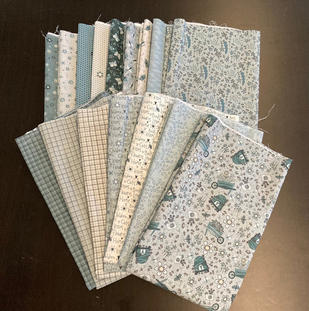 16 x fat quarters from Lynette's 'Something Borrowed, Something Blue' fabric collection