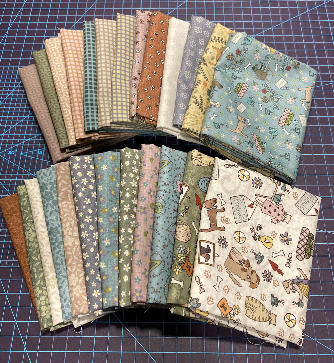 25 x fat quarters from Lynette's 'Good Boy and Kitty' fabric collection