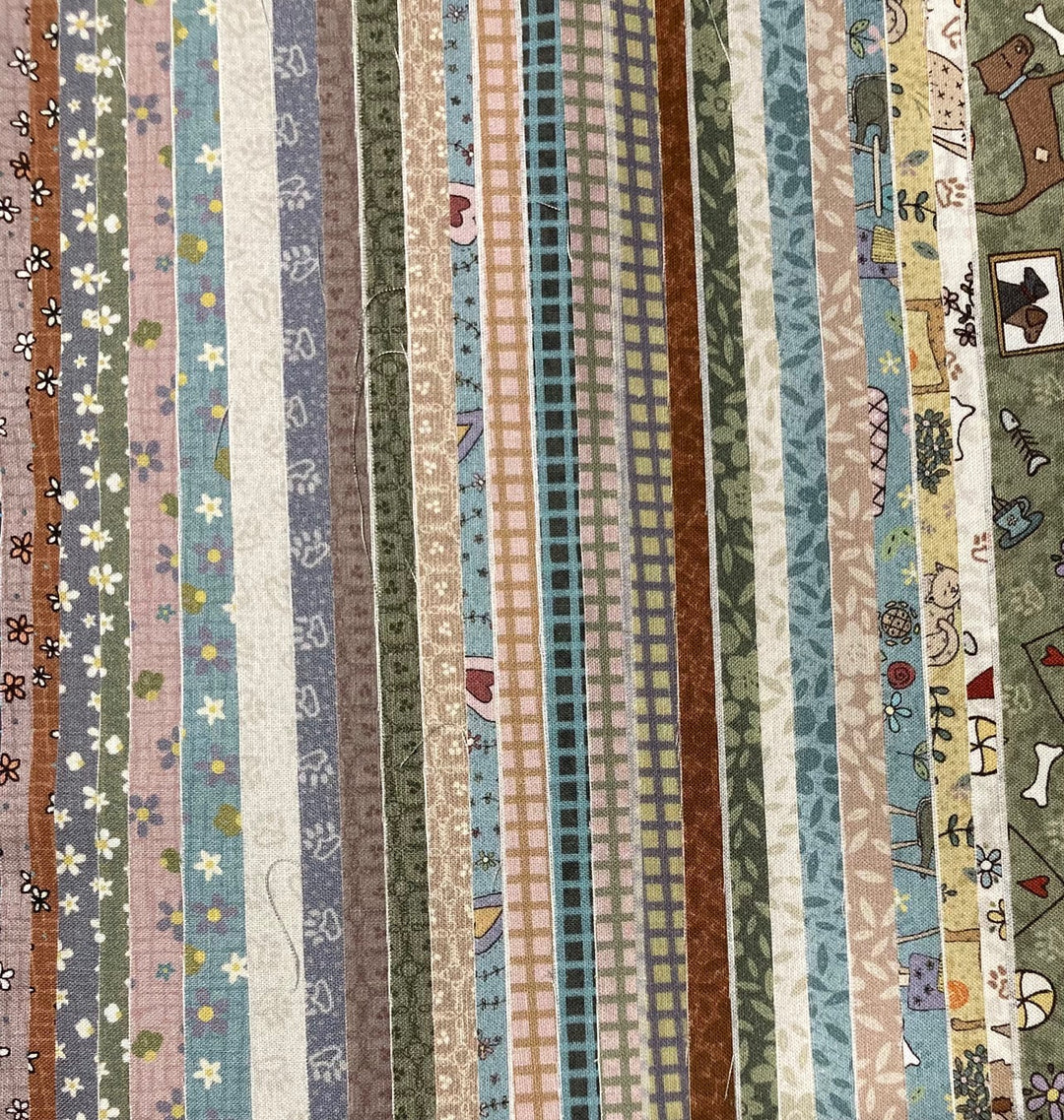 25 x 2 1/2" strips from Lynette's 'Good Boy and Kitty' fabric collection