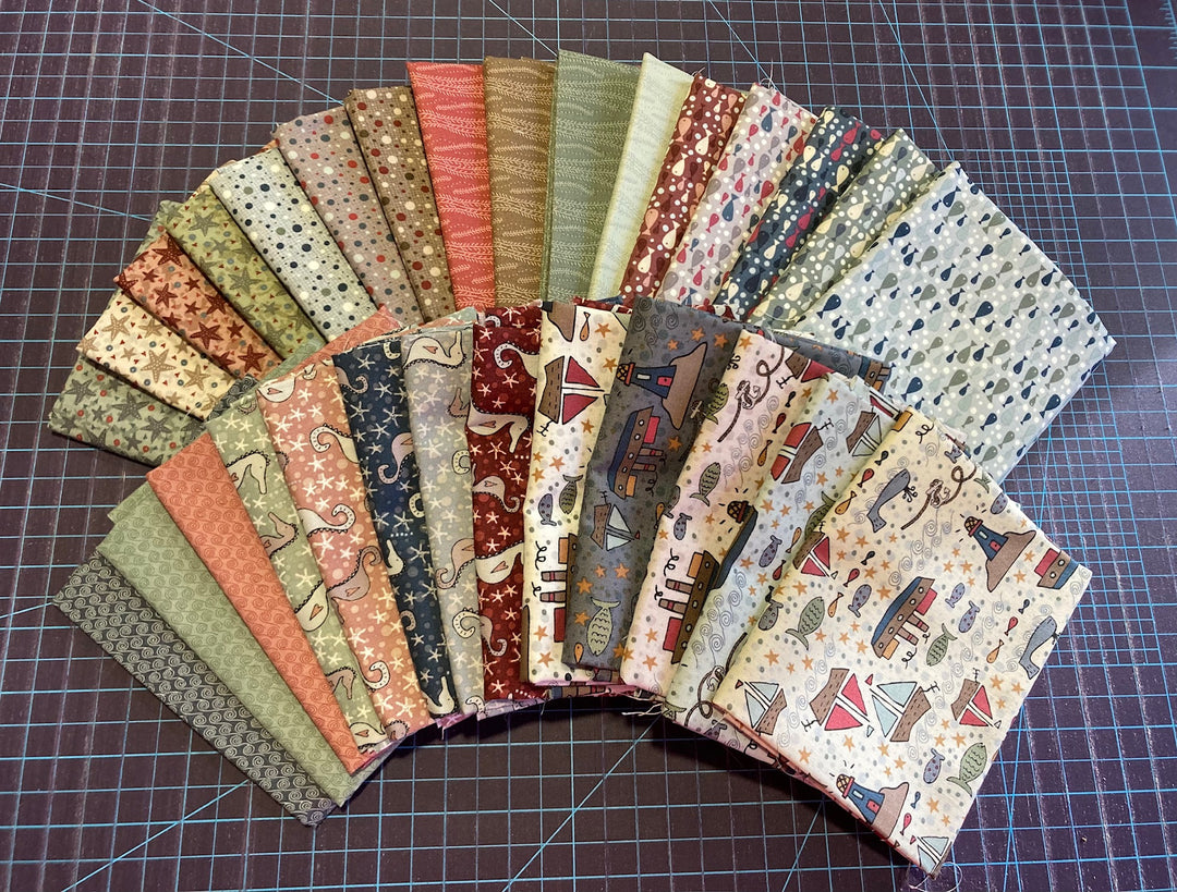 29 x Fat quarters (18" x 22") from Lynette's 'Ship to Shore' fabric collection.