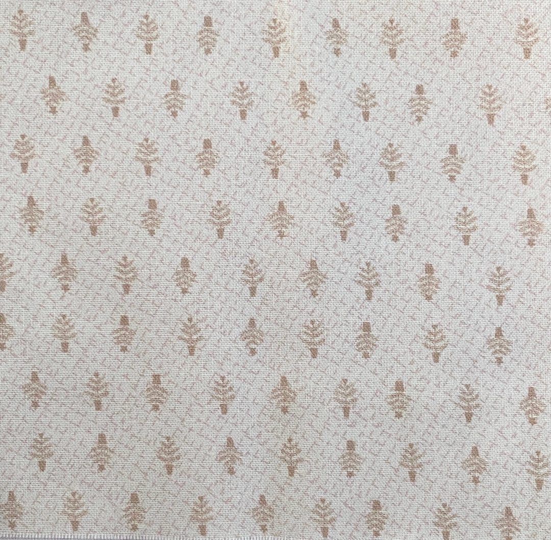 Peace and Joy 80620-4 Little Trees - beige cotton fabric with tiny tan Christmas trees