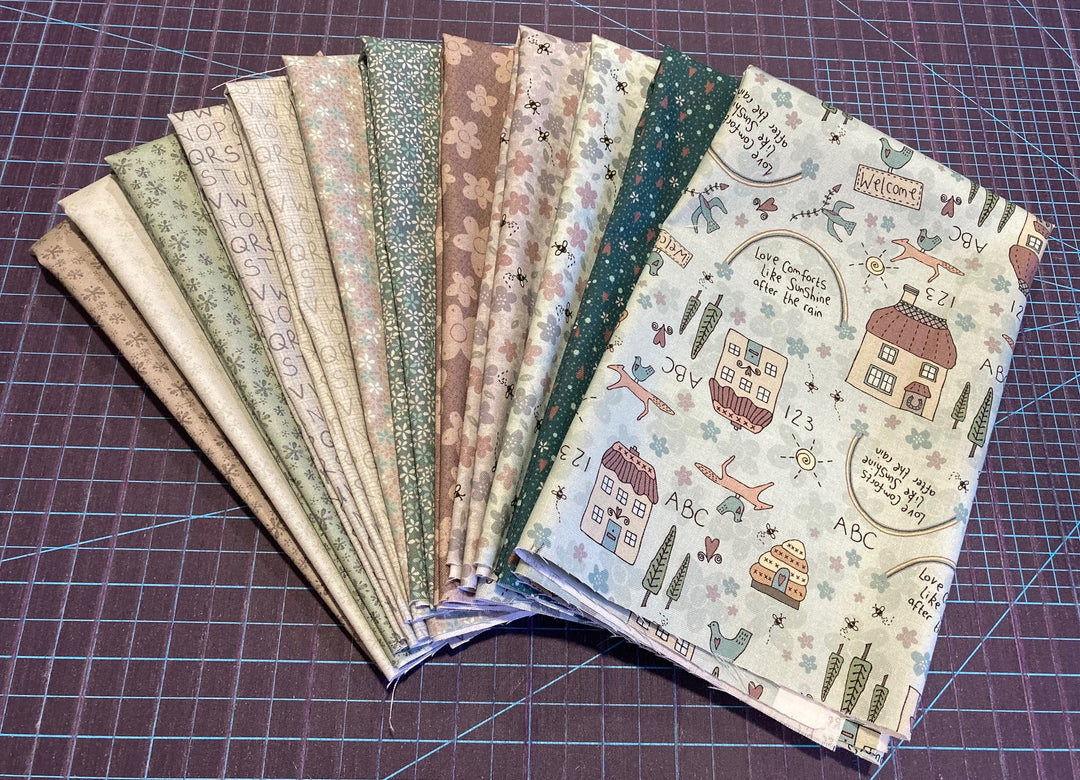 12 x fat quarters from Lynette's 'Sunshine After the Rain'.