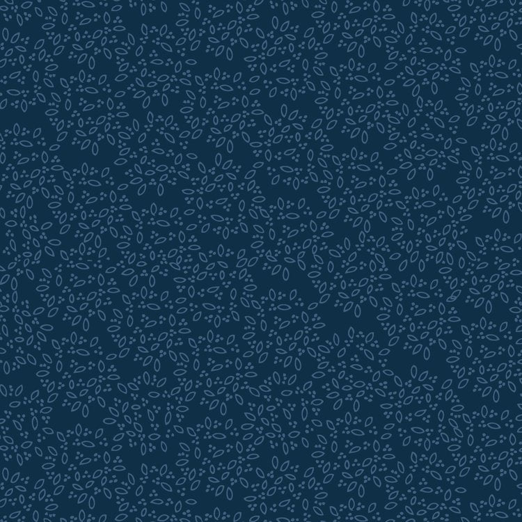 Something Borrowed, Something Blue 2 - 81510-12 - Dark Blue cotton fabric with dots and leaves scattered over